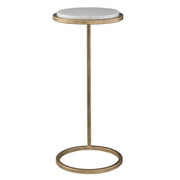 Casa Bella Living Aged Gold Iron Frame And White Marble Accent Table