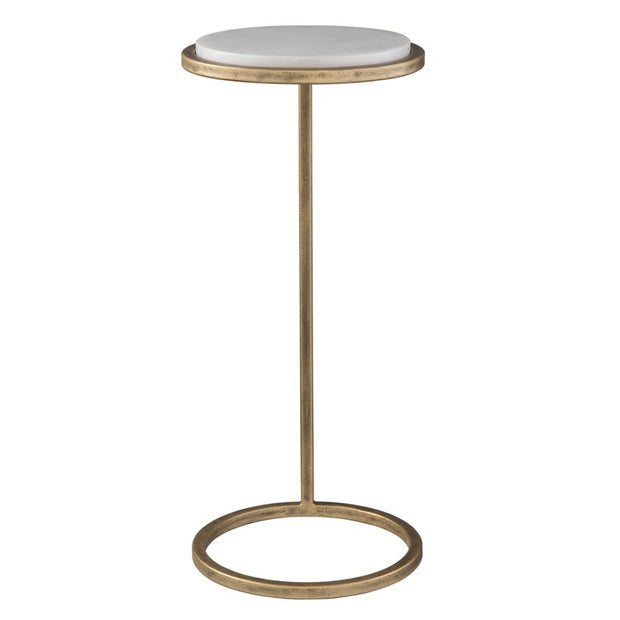 Casa Bella Living Aged Gold Iron Frame And White Marble Accent Table