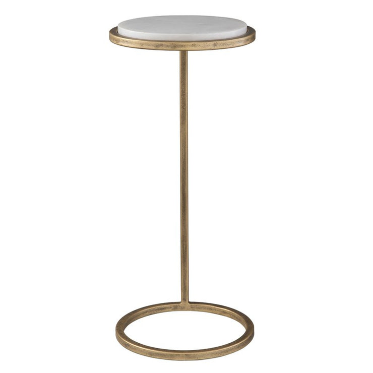 Casa Bella Living Aged Gold Iron Frame And White Marble Accent Table