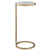 Casa Bella Living Aged Gold Iron Frame And White Marble Accent Table
