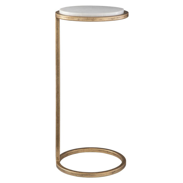 Casa Bella Living Aged Gold Iron Frame And White Marble Accent Table
