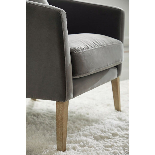 Essentials For Living Gordon Club Chair ~ Dark Dove Velvet, Natural Gray Oak