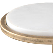 Casa Bella Living Aged Gold Iron Frame And White Marble Accent Table