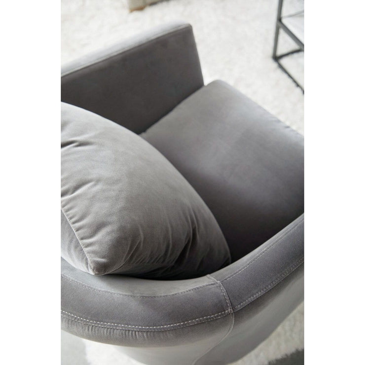 Essentials For Living Gordon Club Chair ~ Dark Dove Velvet, Natural Gray Oak