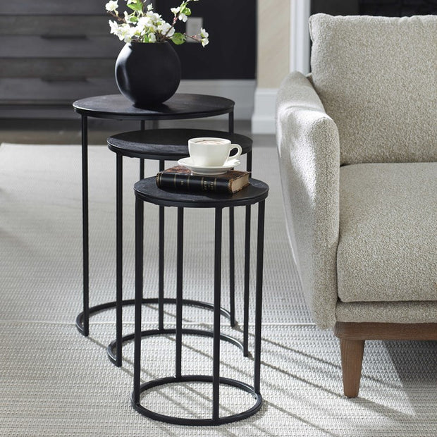 Casa Bella Living Set Of Three Iron Nesting Tables