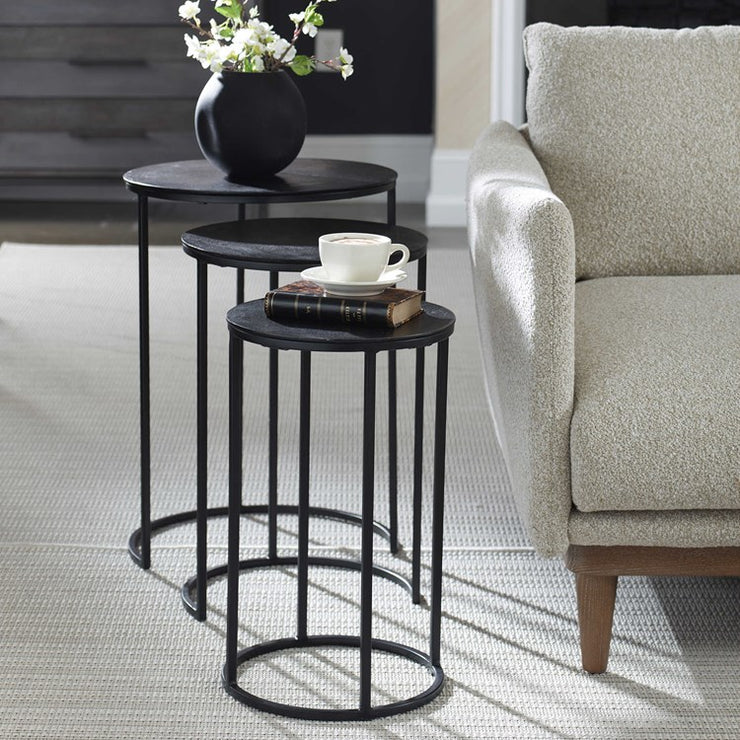 Casa Bella Living Set Of Three Iron Nesting Tables