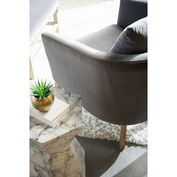 Essentials For Living Gordon Club Chair ~ Dark Dove Velvet, Natural Gray Oak