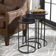 Casa Bella Living Set Of Three Iron Nesting Tables
