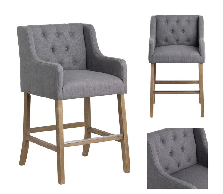 Crestview Collection Barrington Grey Tufted Counter Stool