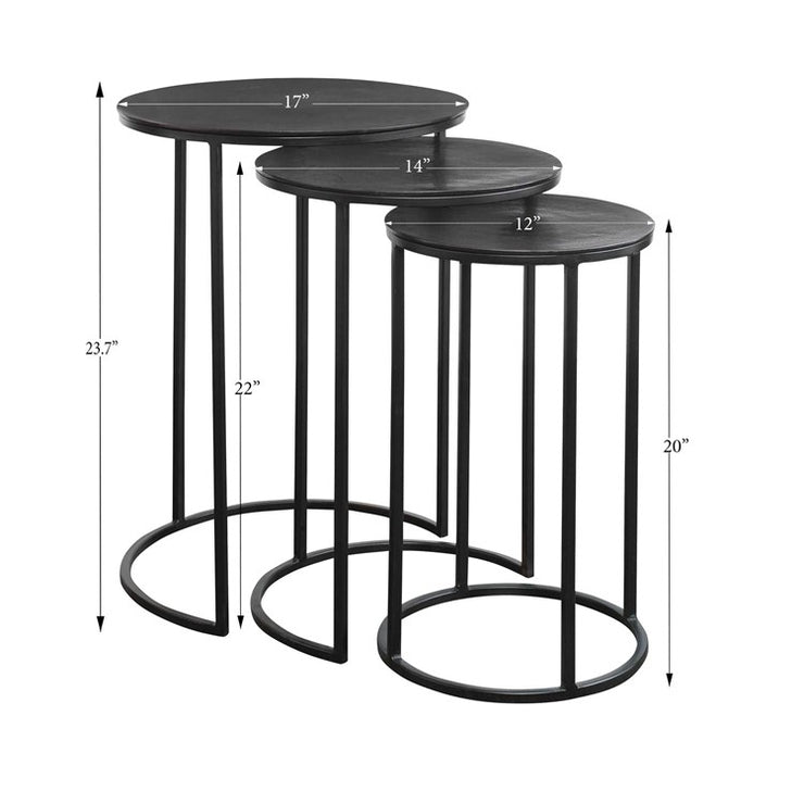 Casa Bella Living Set Of Three Iron Nesting Tables