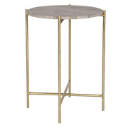 Casa Bella Living Dark Travertine top With Gold Iron Frame Accent Table
