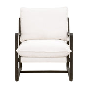 Essentials For Living Hamlin Club Chair ~ LiveSmart Boucle-Snow, Matte Brown Oak