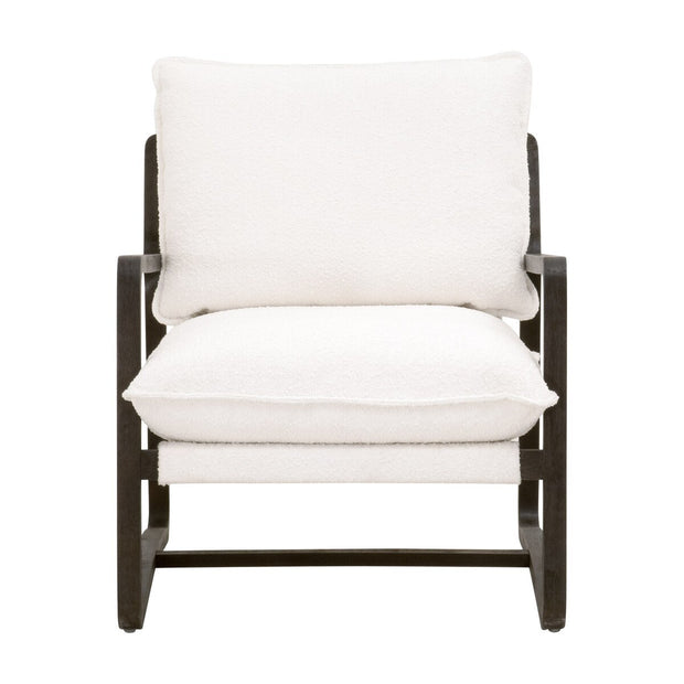 Essentials For Living Hamlin Club Chair ~ LiveSmart Boucle-Snow, Matte Brown Oak