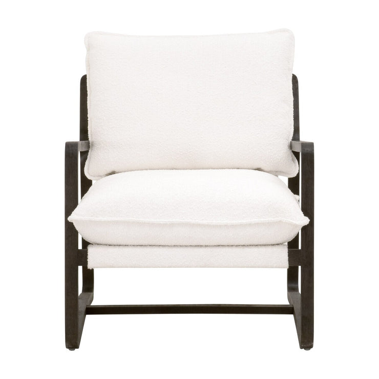Essentials For Living Hamlin Club Chair ~ LiveSmart Boucle-Snow, Matte Brown Oak
