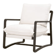 Essentials For Living Hamlin Club Chair ~ LiveSmart Boucle-Snow, Matte Brown Oak