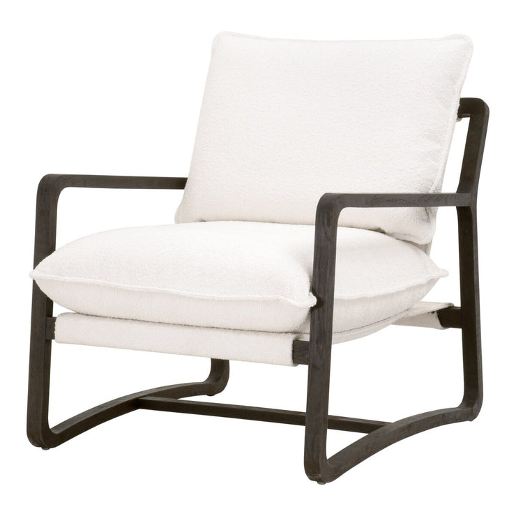 Essentials For Living Hamlin Club Chair ~ LiveSmart Boucle-Snow, Matte Brown Oak