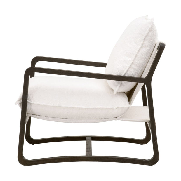 Essentials For Living Hamlin Club Chair ~ LiveSmart Boucle-Snow, Matte Brown Oak