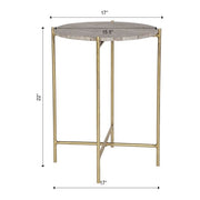Casa Bella Living Dark Travertine top With Gold Iron Frame Accent Table