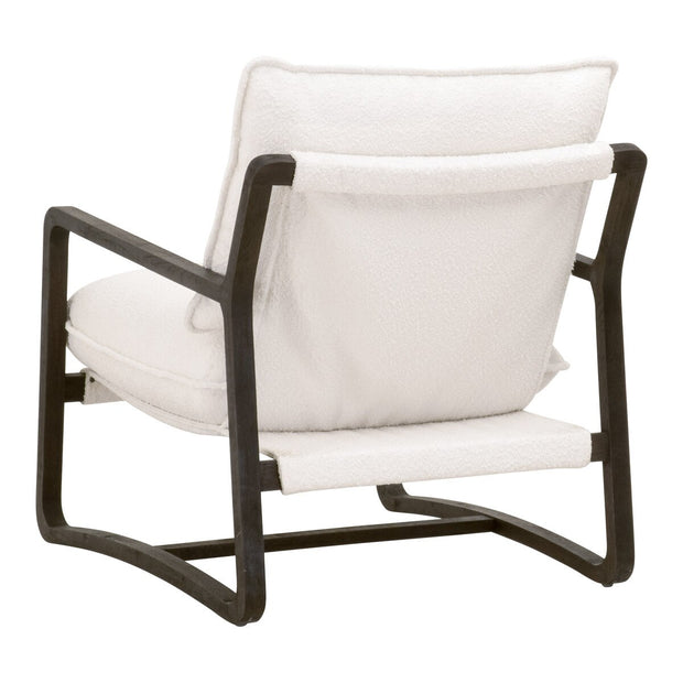 Essentials For Living Hamlin Club Chair ~ LiveSmart Boucle-Snow, Matte Brown Oak