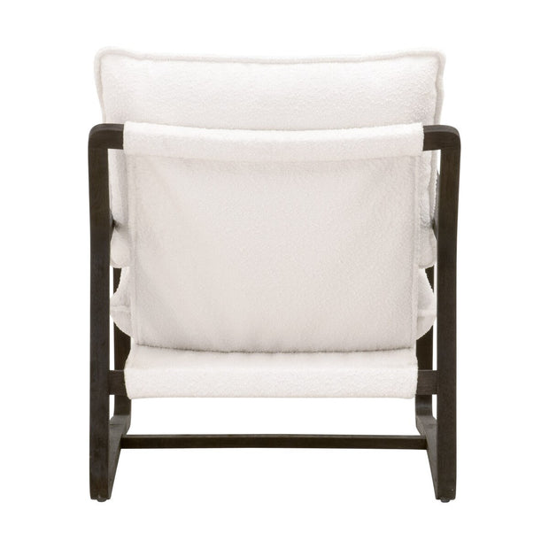 Essentials For Living Hamlin Club Chair ~ LiveSmart Boucle-Snow, Matte Brown Oak