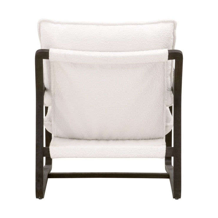 Essentials For Living Hamlin Club Chair ~ LiveSmart Boucle-Snow, Matte Brown Oak