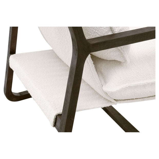 Essentials For Living Hamlin Club Chair ~ LiveSmart Boucle-Snow, Matte Brown Oak