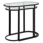 Casa Bella Living Set of 2 finished in Matte Black Topped In Clear Glass Nesting Tables
