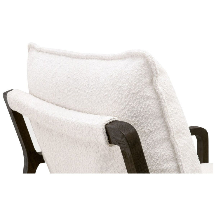 Essentials For Living Hamlin Club Chair ~ LiveSmart Boucle-Snow, Matte Brown Oak