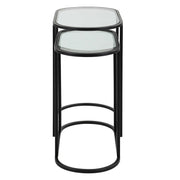 Casa Bella Living Set of 2 finished in Matte Black Topped In Clear Glass Nesting Tables