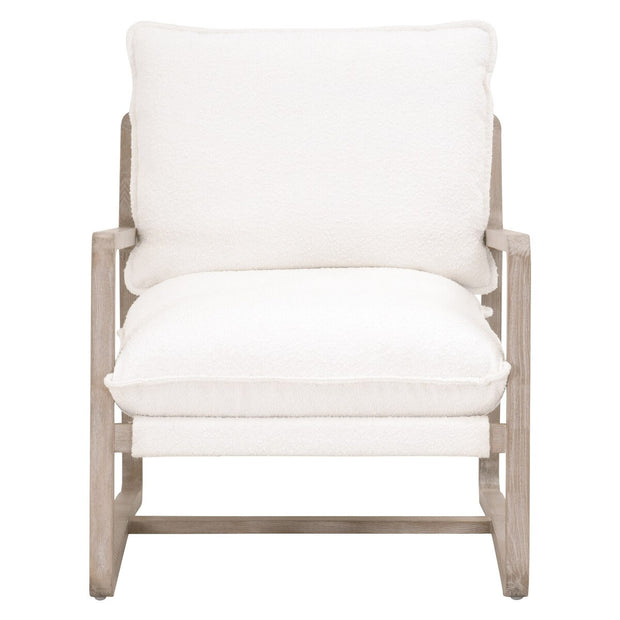 Essentials For Living Hamlin Club Chair ~ LiveSmart Boucle-Snow, Natural Gray Oak