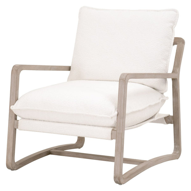 Essentials For Living Hamlin Club Chair ~ LiveSmart Boucle-Snow, Natural Gray Oak