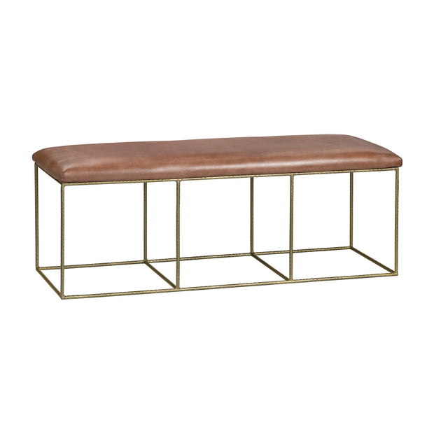 Crestview Collection Hammond Iron and Leather Bench