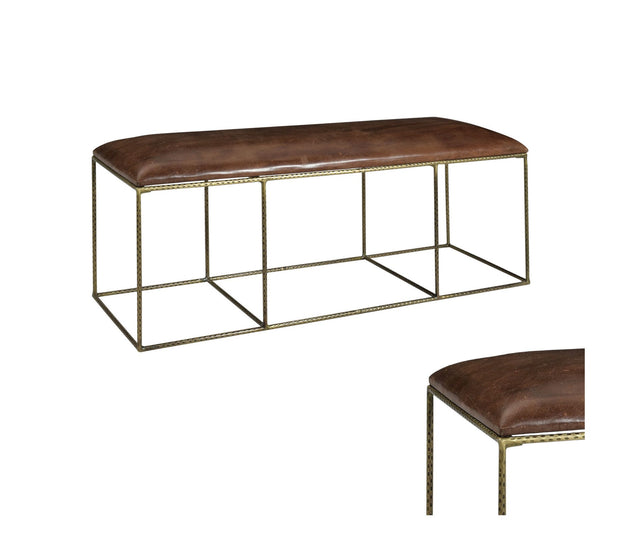 Crestview Collection Hammond Iron and Leather Bench