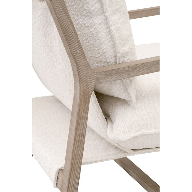 Essentials For Living Hamlin Club Chair ~ LiveSmart Boucle-Snow, Natural Gray Oak