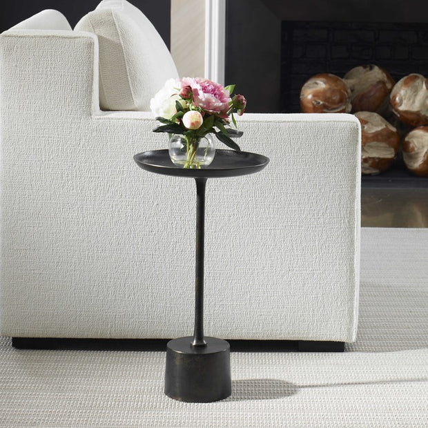 Casa Bella Living Round Dark Brown Oxidized Finished Accent Table