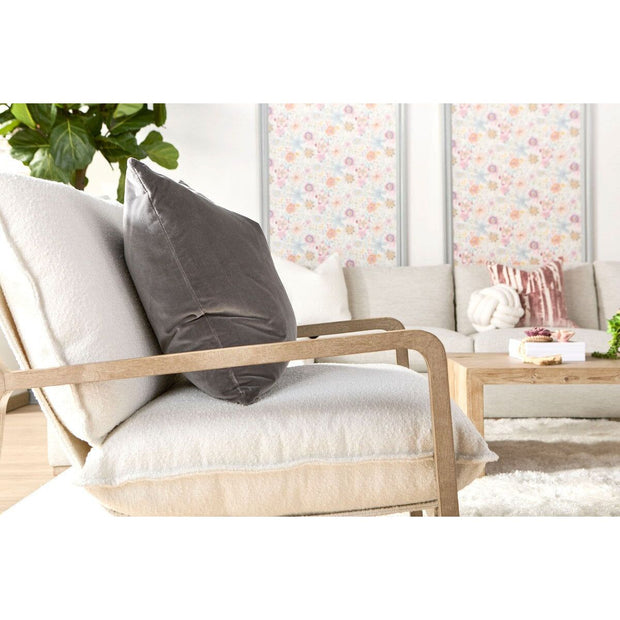 Essentials For Living Hamlin Club Chair ~ LiveSmart Boucle-Snow, Natural Gray Oak