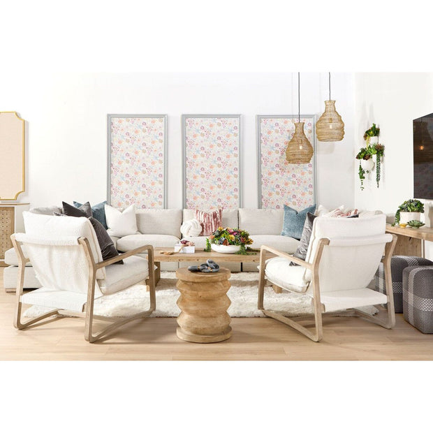 Essentials For Living Hamlin Club Chair ~ LiveSmart Boucle-Snow, Natural Gray Oak