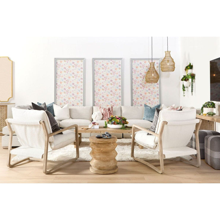 Essentials For Living Hamlin Club Chair ~ LiveSmart Boucle-Snow, Natural Gray Oak