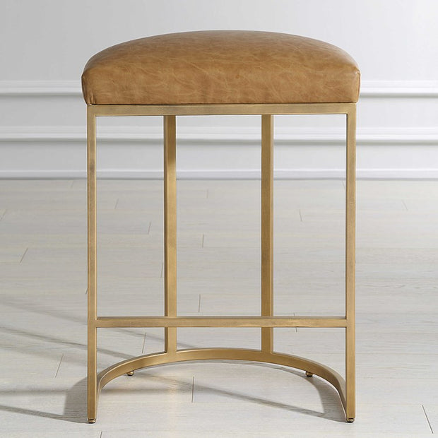 Casa Bella Living Rich Carmel Faux Leather Cushion Counter Stool