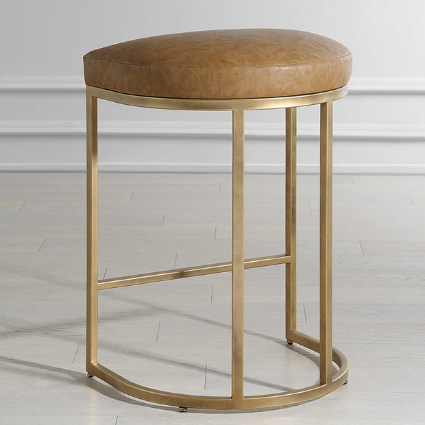 Casa Bella Living Rich Carmel Faux Leather Cushion Counter Stool