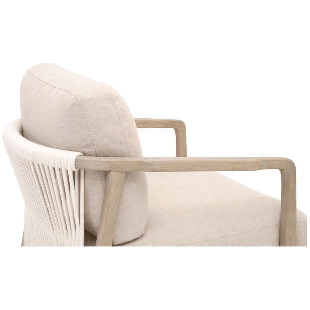 Essentials For Living Harbor Club Chair ~ Flax Linen, White Rope, Smoke Gray Oak