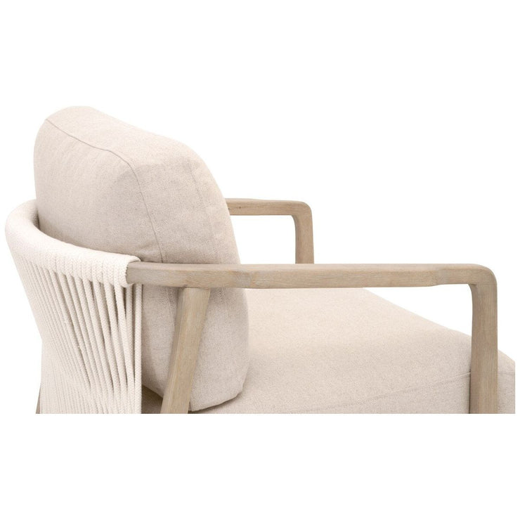 Essentials For Living Harbor Club Chair ~ Flax Linen, White Rope, Smoke Gray Oak