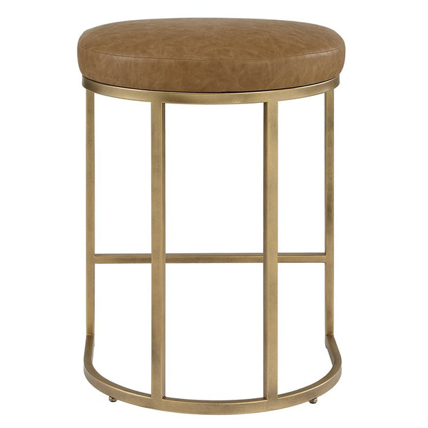 Casa Bella Living Rich Carmel Faux Leather Cushion Counter Stool