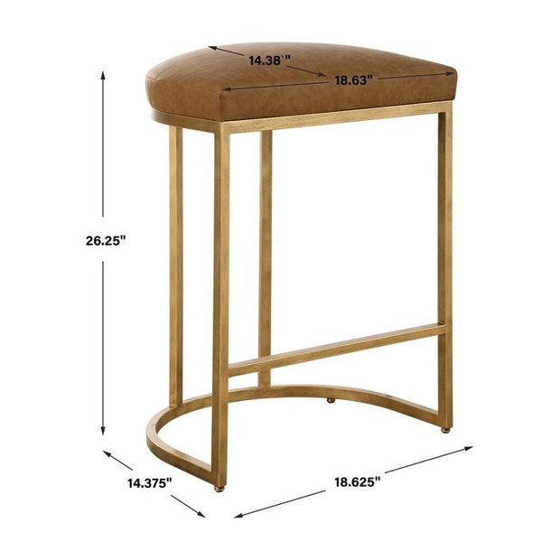 Casa Bella Living Rich Carmel Faux Leather Cushion Counter Stool