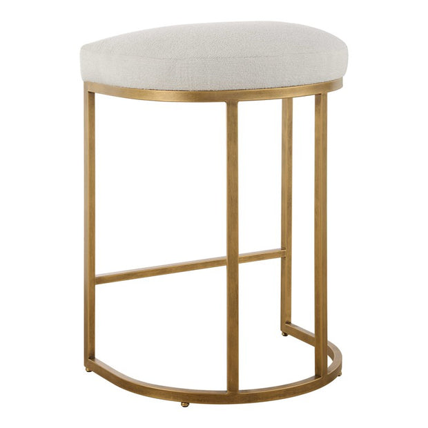 Casa Bella Living Light Cream Cushion Iron Brushed Brass High Counter Stool