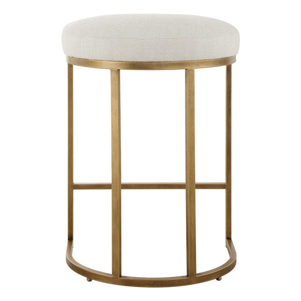 Casa Bella Living Light Cream Cushion Iron Brushed Brass High Counter Stool