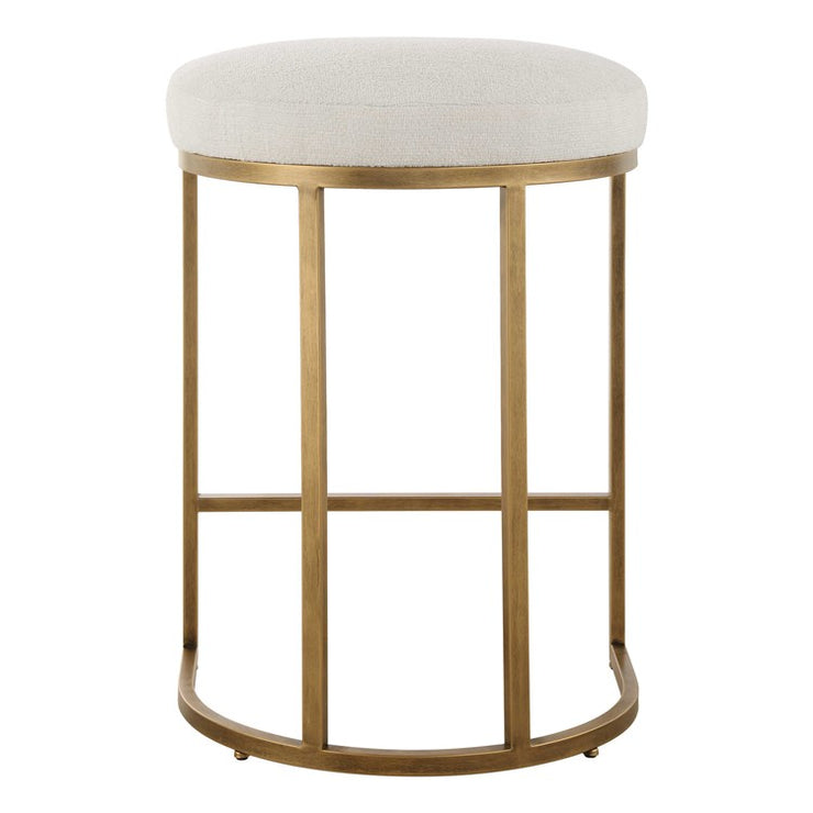 Casa Bella Living Light Cream Cushion Iron Brushed Brass High Counter Stool