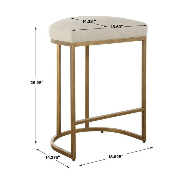 Casa Bella Living Light Cream Cushion Iron Brushed Brass High Counter Stool