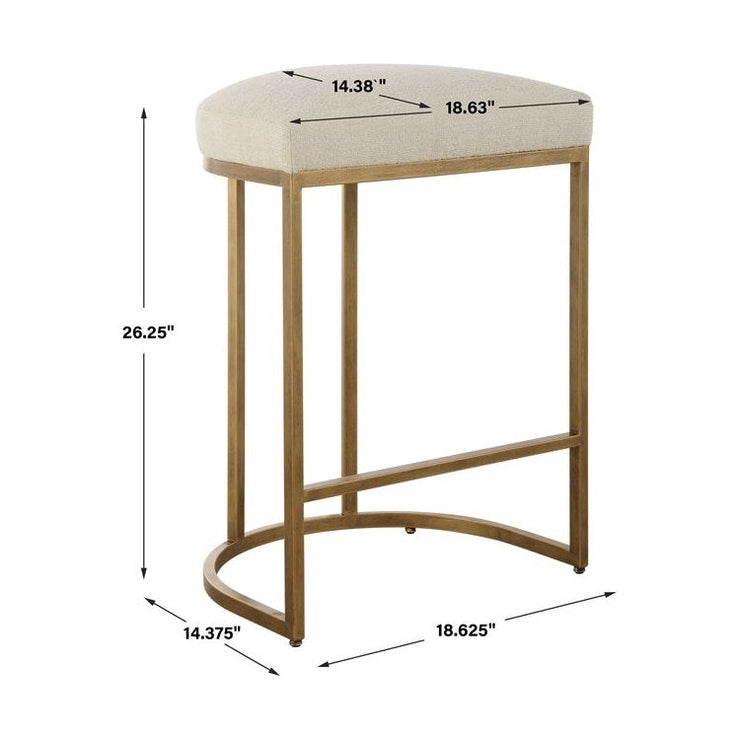 Casa Bella Living Light Cream Cushion Iron Brushed Brass High Counter Stool