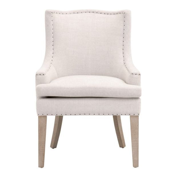 Essentials For Living Henning Accent Chair~ Performance Bisque French Linen, Natural Gray Ash